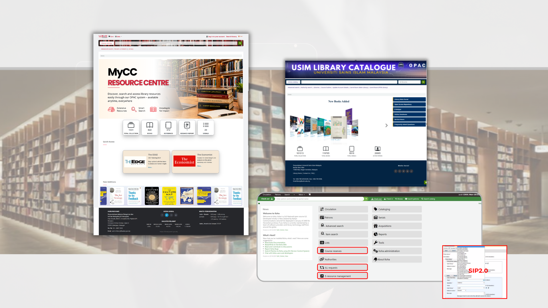 Koha library catalogues and system interfaces